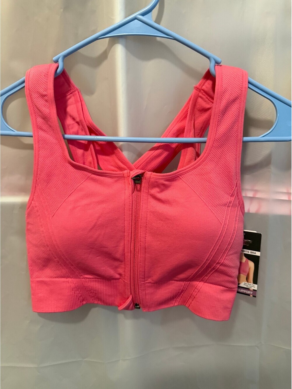 Avia Pink Zip Front Sports Bra Medium Support Size M